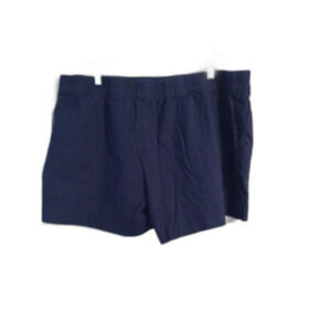 Plus size XXL Navy Blue Linen Blend Womens Pull on Shorts